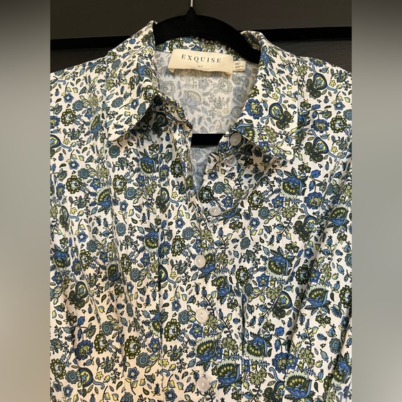 Exquise x Anthropologie Tobie Mini Shirt Dress in Multi-Floral, Size M (Petite) - Picture 5 of 12